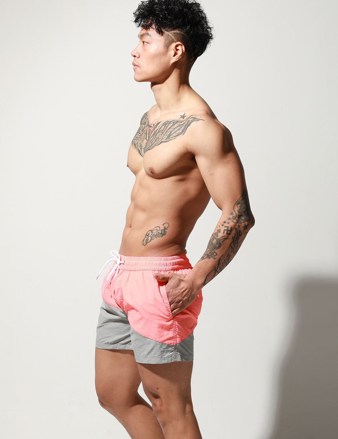Stitching Sport Quick-Dry Beach Surf Shorts S6023 | dmunderwear detail image 9