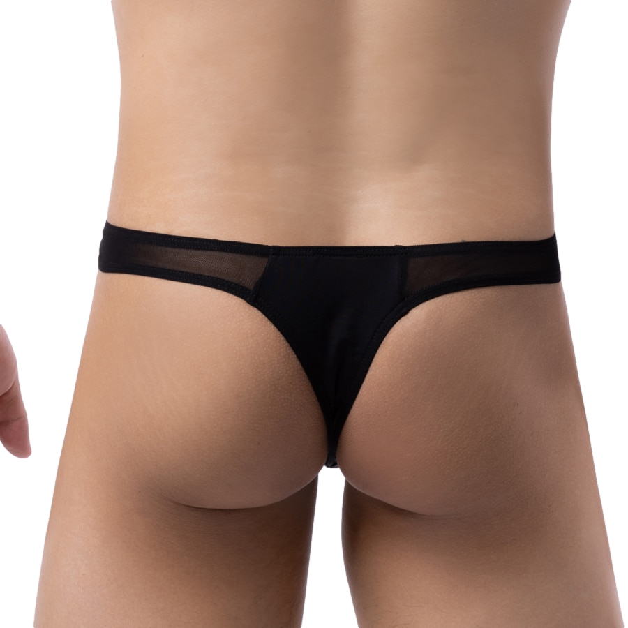 Stretchy Half-Sheer Thong | dmunderwear detail image 3