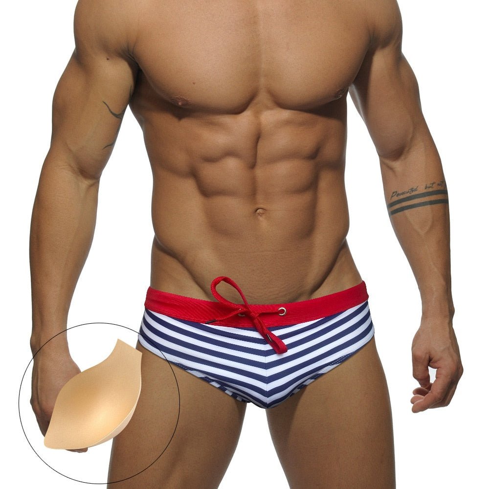 Striped Bowtie Swim Briefs | dmunderwear detail image 6