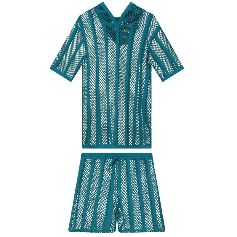 Striped Hoodie Mesh Suit | dmunderwear detail image 19