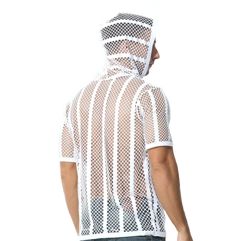 Striped Hoodie Mesh Suit | dmunderwear detail image 9