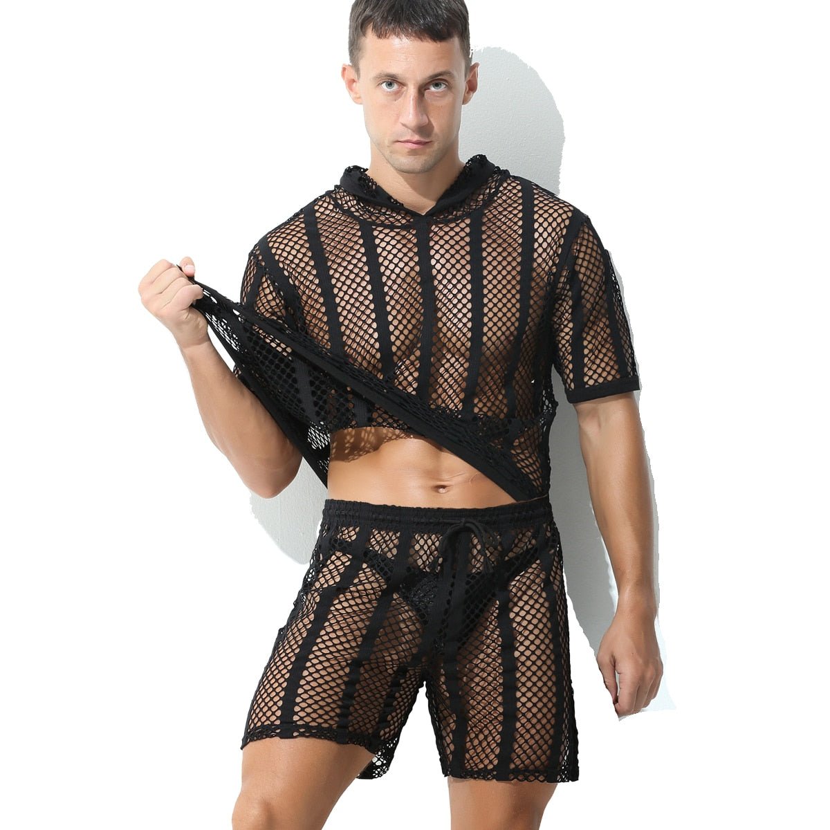 ORVLS Striped Hoodie Mesh Suit | dmunderwear
