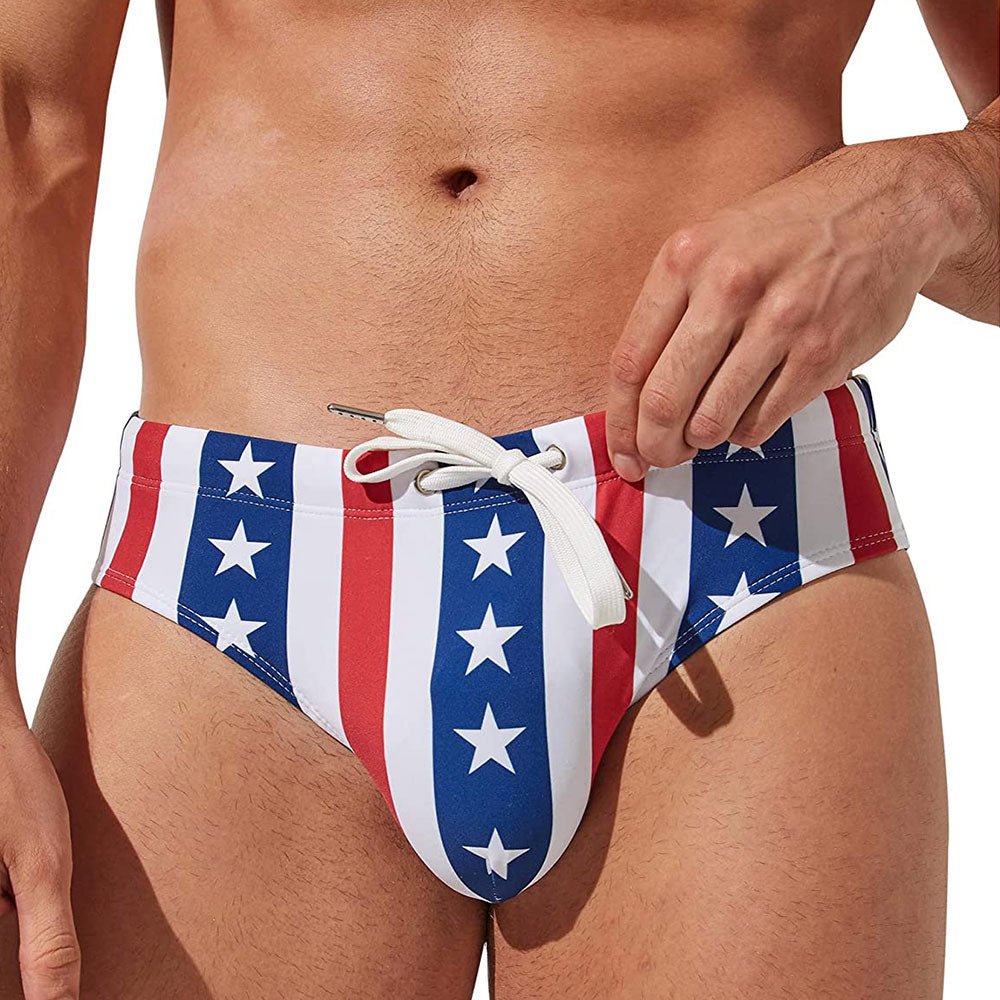 Striped Patriotic Swim Briefs | dmunderwear detail image 3