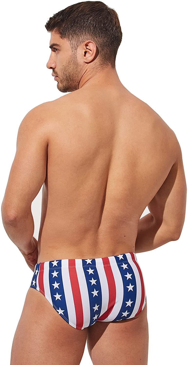 ORVLS Striped Patriotic Swim Briefs | dmunderwear detail image 2