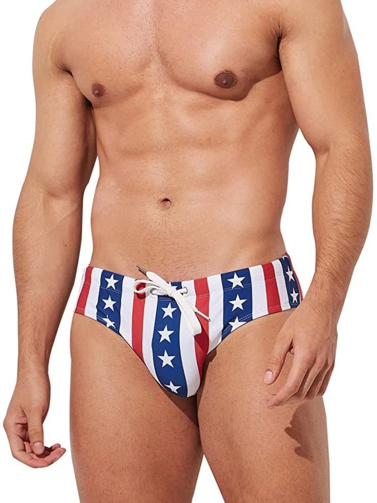 ORVLS Striped Patriotic Swim Briefs | dmunderwear detail image 5