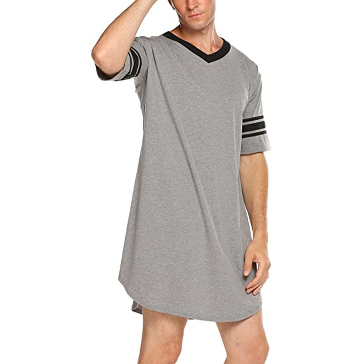 ORVLS Striped V-neck Nightshirt | dmunderwear