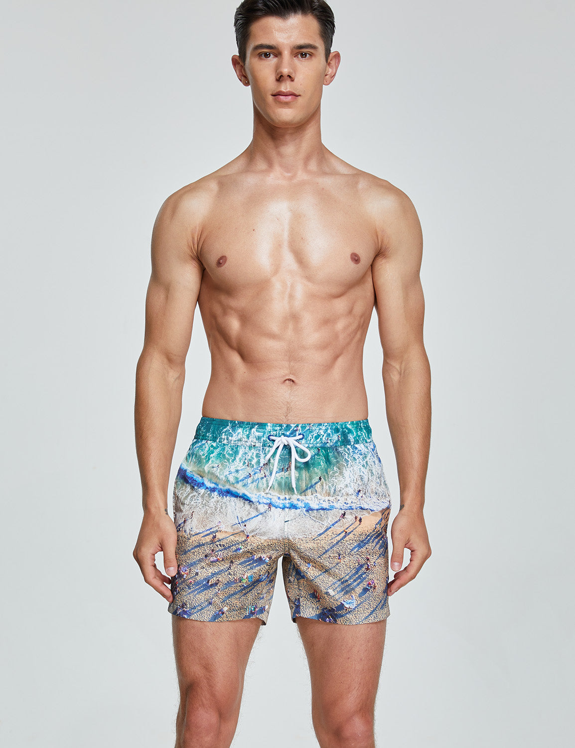 Swim Shorts 231301 with Quick-Dry in Green Beach | dmunderwear