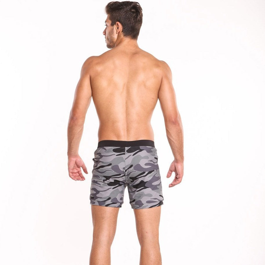 Taddlee Grey Camo Pocketed Board Shorts | dmunderwear detail image 2