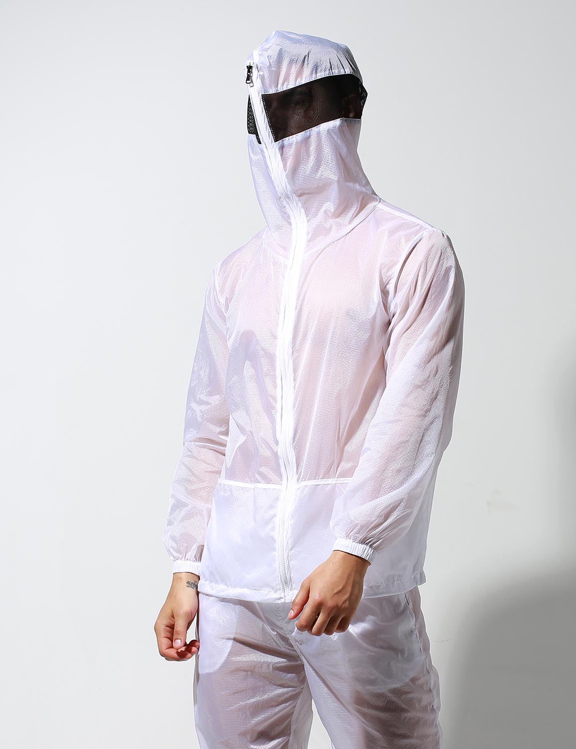 Translucent Quick-Dry Sport Long Sleeve Hooded Jacket S2902 | dmunderwear detail image 10