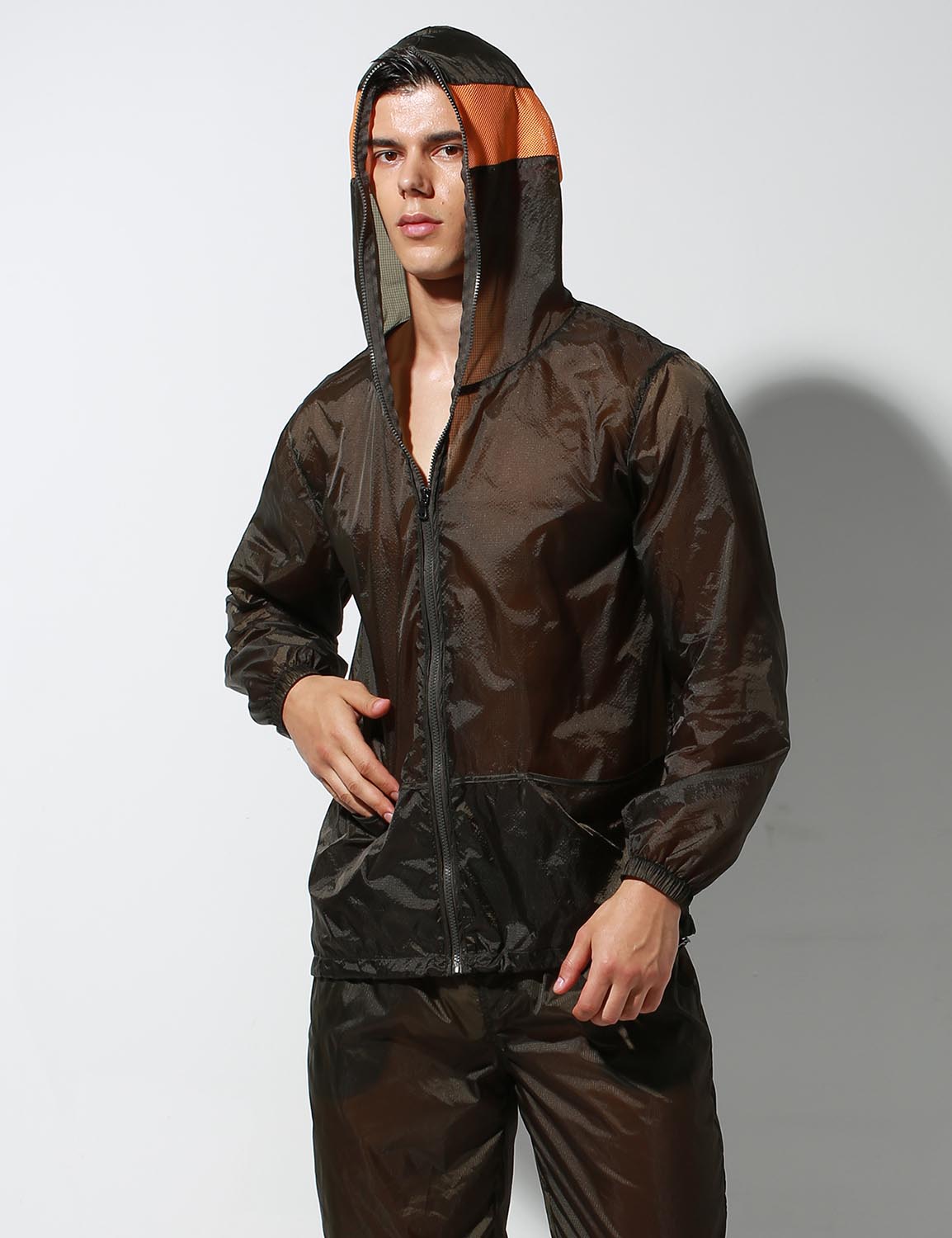 Translucent Quick-Dry Sport Long Sleeve Hooded Jacket S2902 | dmunderwear detail image 11