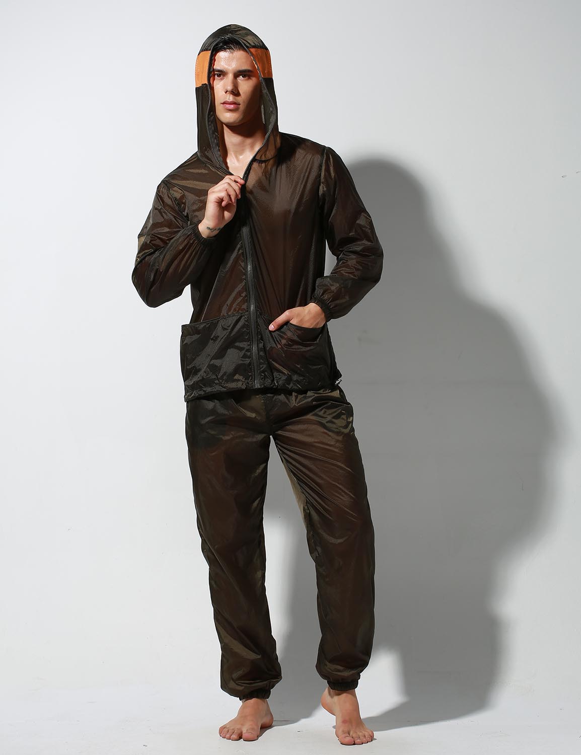 Translucent Quick-Dry Sport Long Sleeve Hooded Jacket S2902 | dmunderwear detail image 12