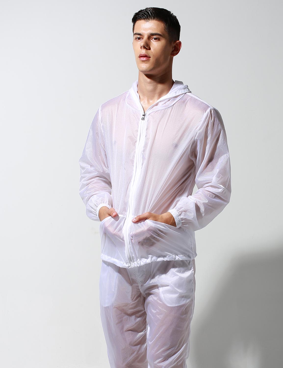 Translucent Quick-Dry Sport Long Sleeve Hooded Jacket S2902 | dmunderwear detail image 14