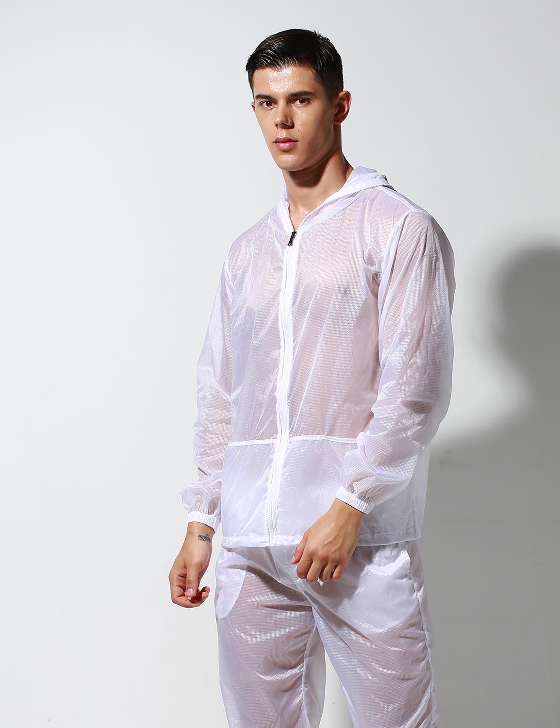 Translucent Quick-Dry Sport Long Sleeve Hooded Jacket S2902 | dmunderwear detail image 15