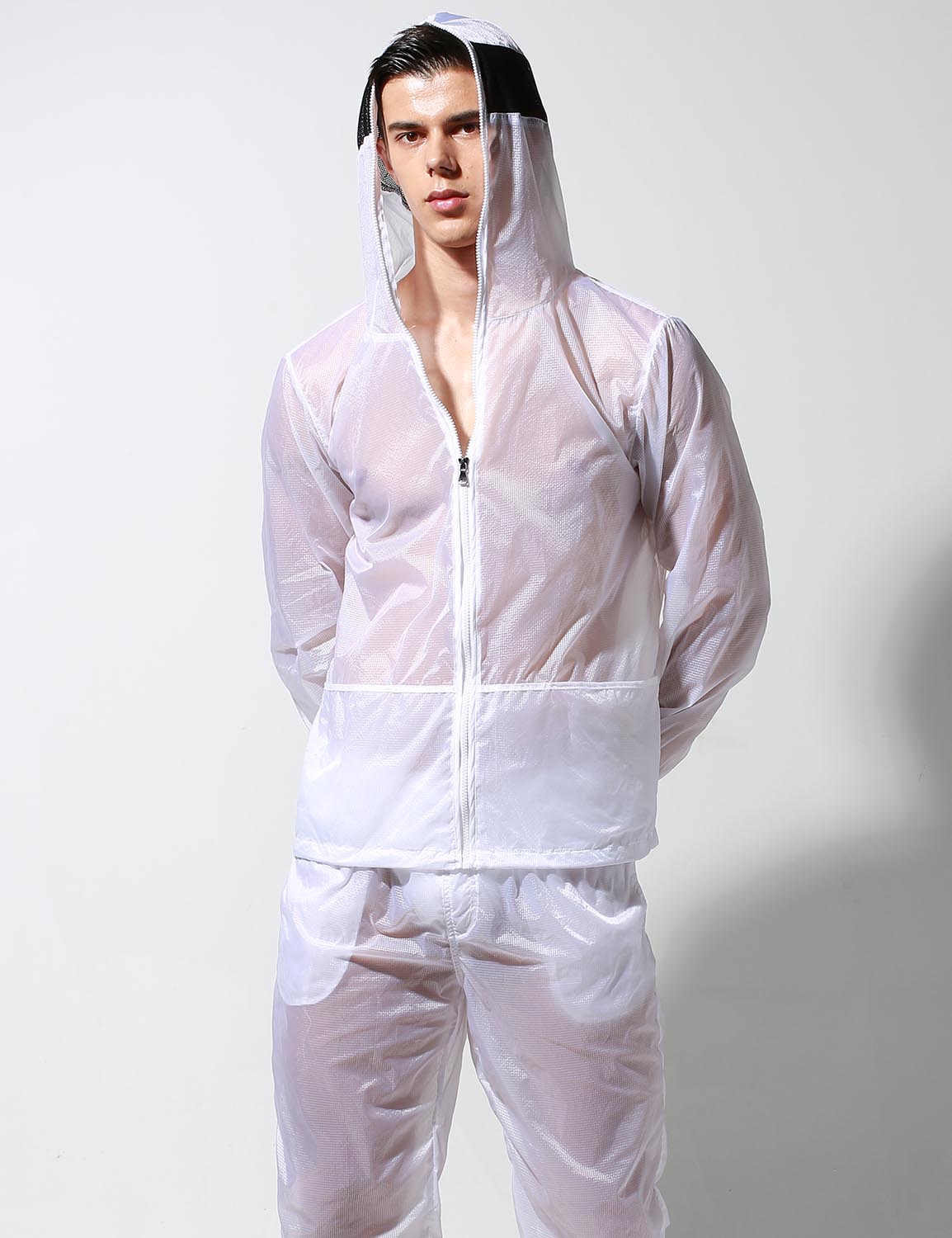 Translucent Quick-Dry Sport Long Sleeve Hooded Jacket S2902 | dmunderwear detail image 16
