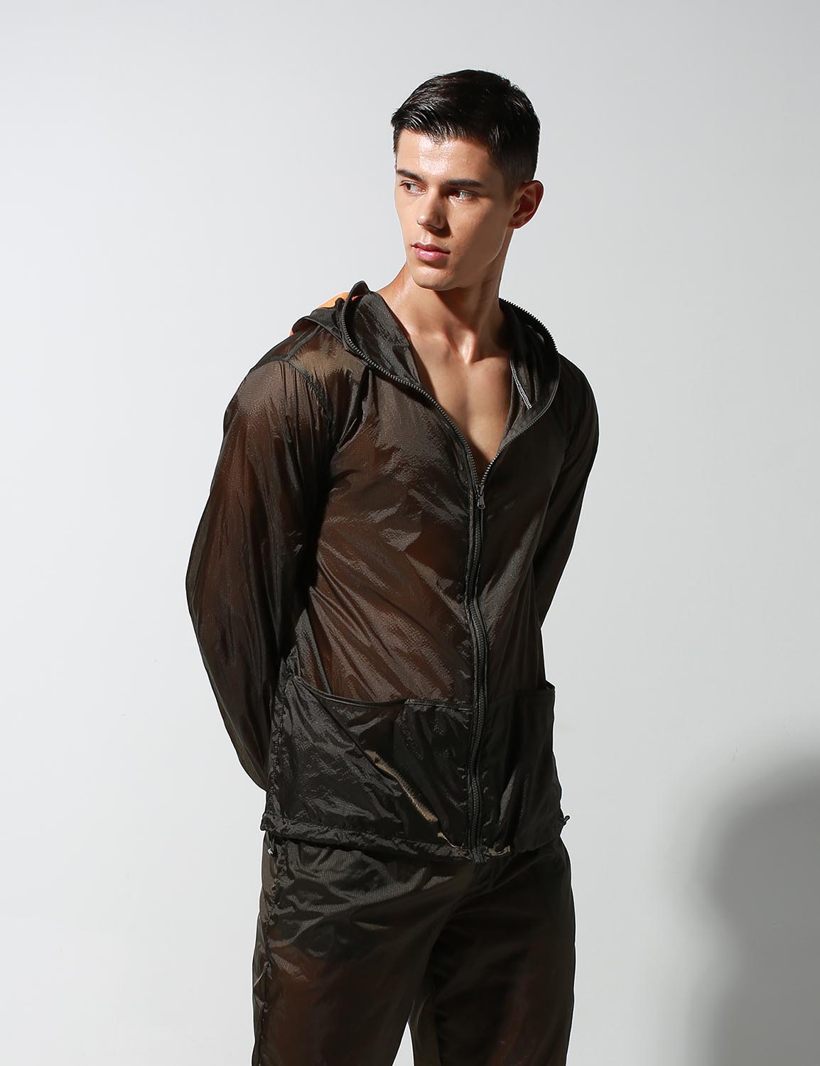 Translucent Quick-Dry Sport Long Sleeve Hooded Jacket S2902 | dmunderwear detail image 9