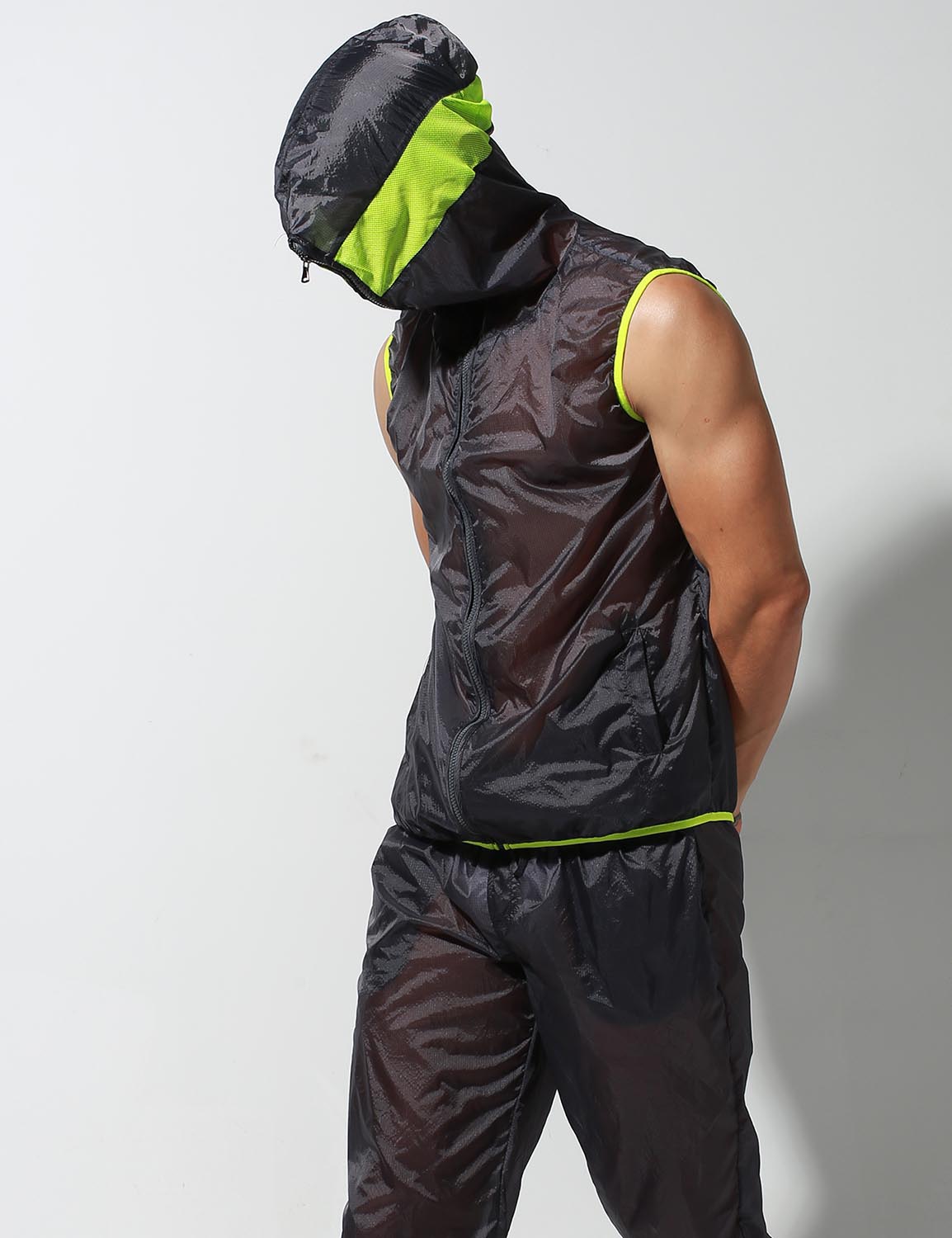 Translucent Quick-Dry Sport Sleeveless Hooded Jacket S2901 | dmunderwear