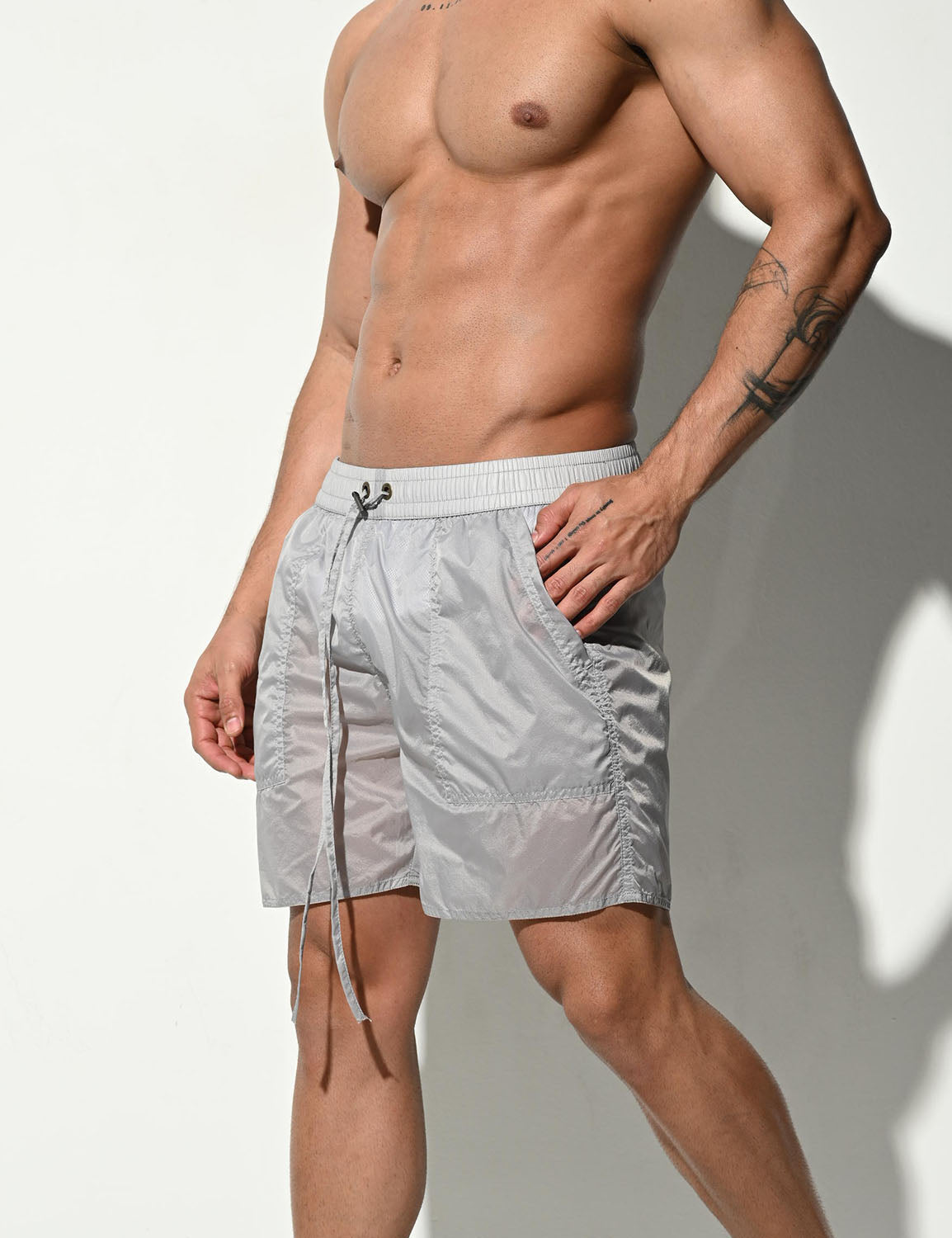 Translucent Shiny Sport Swim Beach Surf Shorts B4123 | dmunderwear detail image 4
