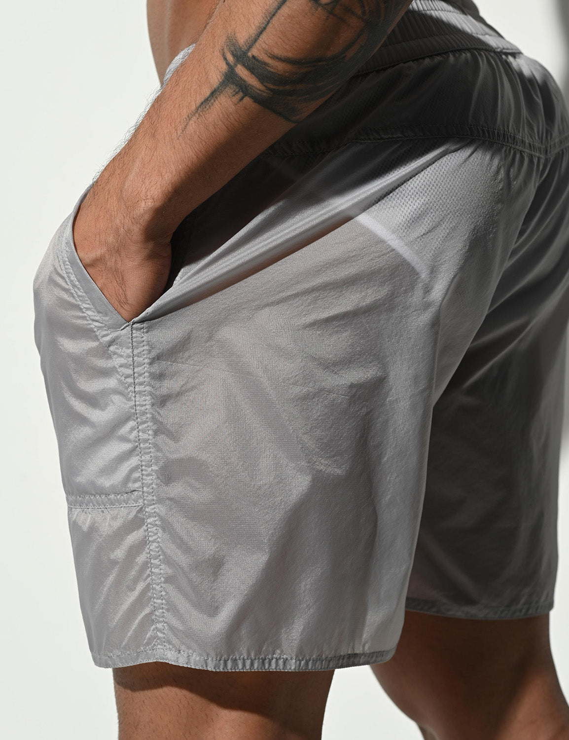 Translucent Shiny Sport Swim Beach Surf Shorts B4123 | dmunderwear detail image 6