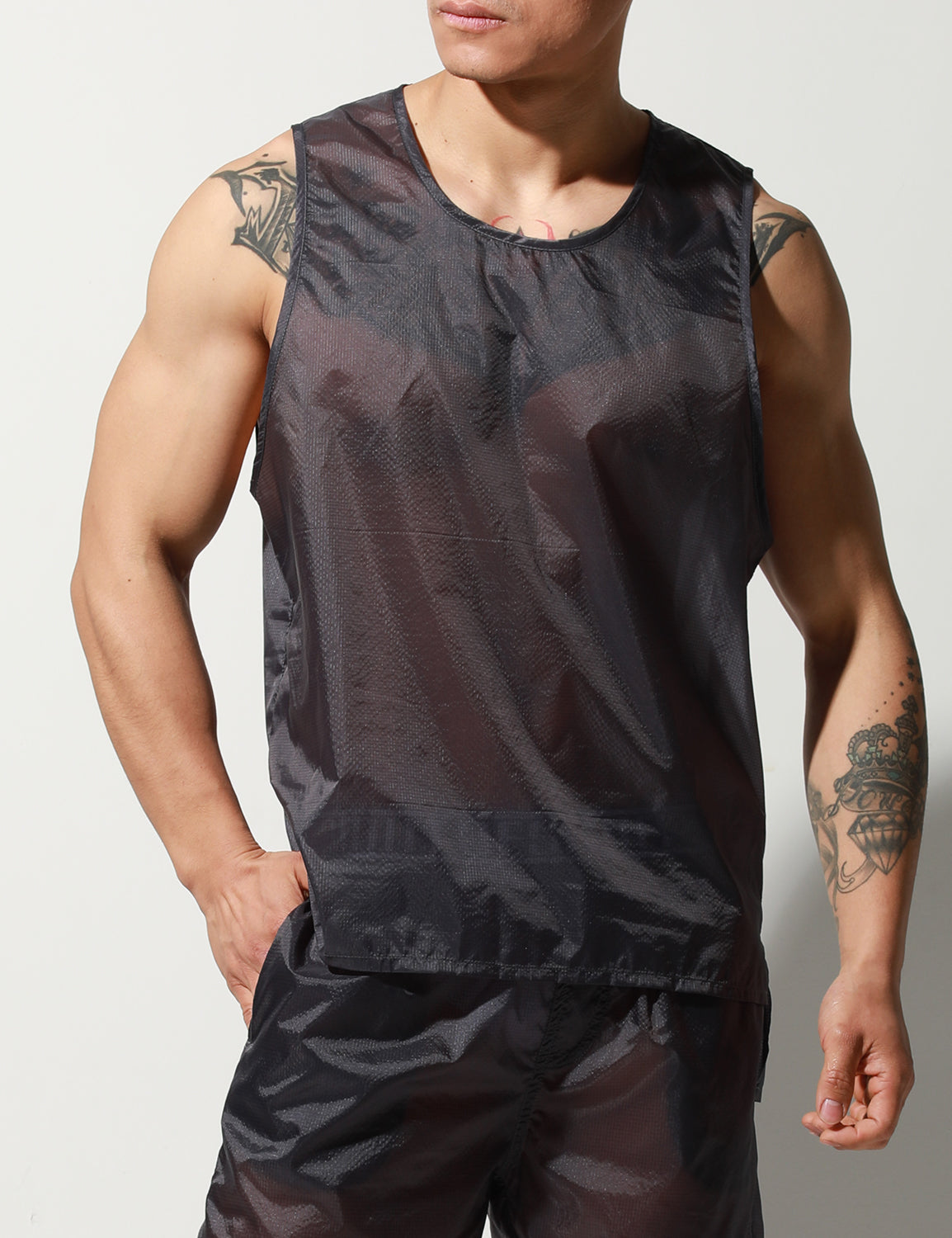 Translucent Tank Top or Shorts | dmunderwear detail image 3