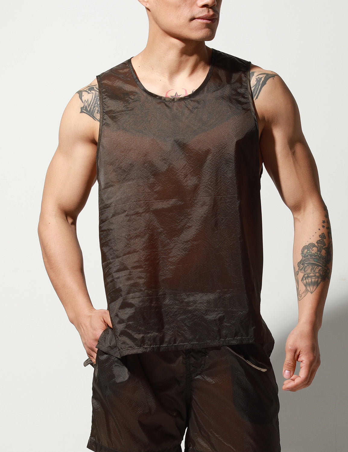 Translucent Tank Top or Shorts | dmunderwear detail image 7