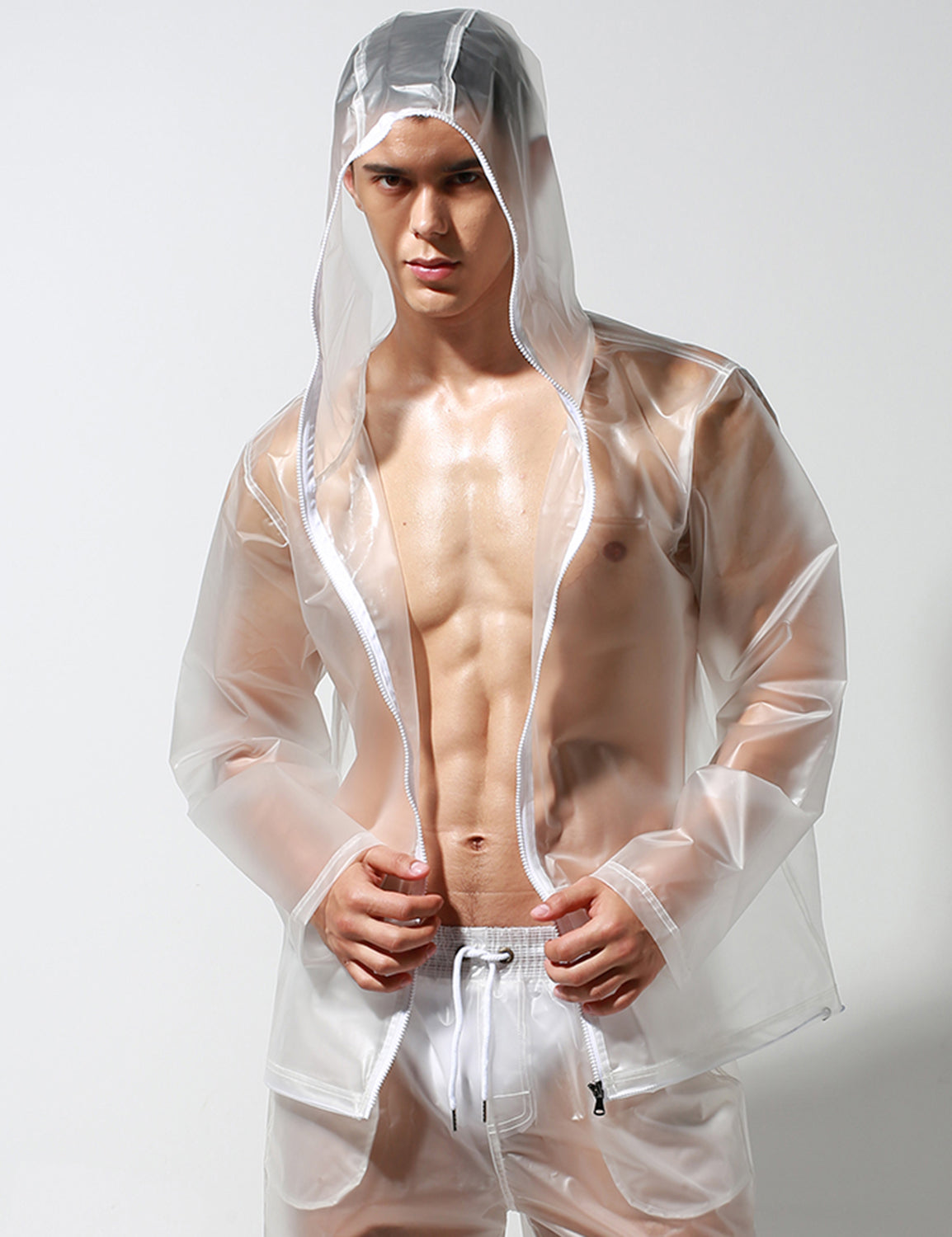 Translucent Windbreaker Hooded Jacket / Shorts | dmunderwear detail image 2