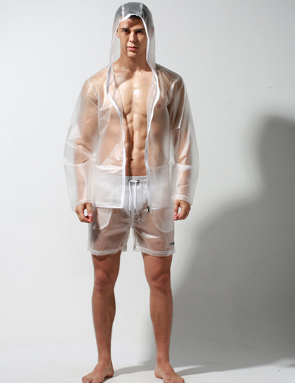 Translucent Windbreaker Hooded Jacket / Shorts | dmunderwear detail image 4