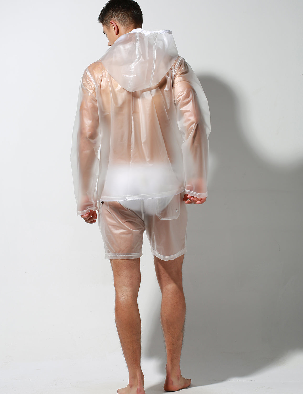 Translucent Windbreaker Hooded Jacket / Shorts | dmunderwear detail image 6