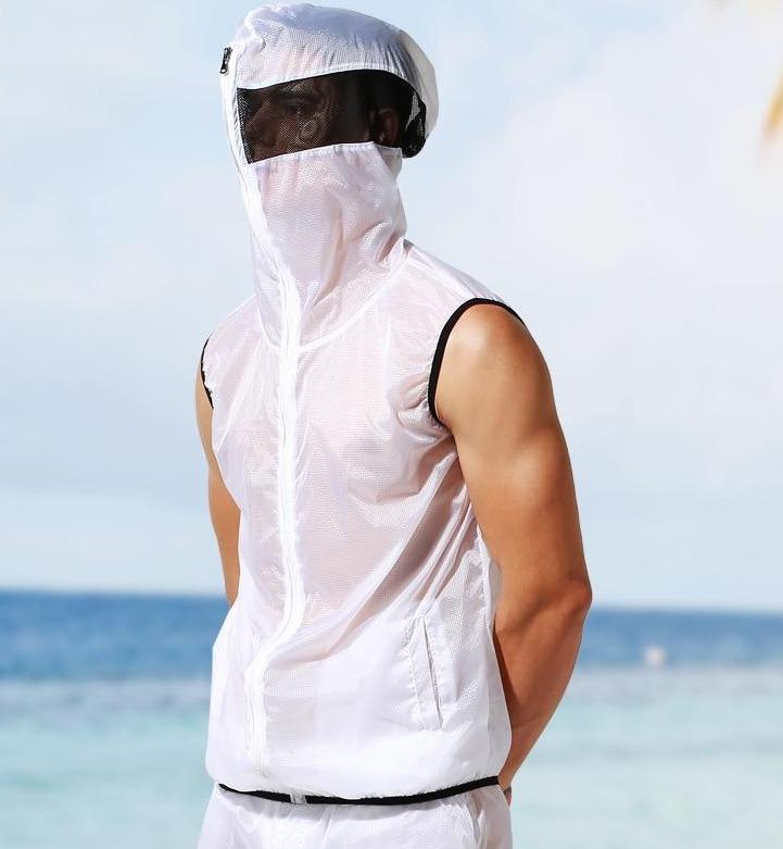 Transparent Racing Stripe Sleeveless Hoodie + Pants | dmunderwear detail image 14