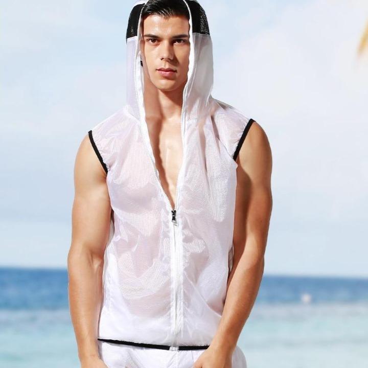ORVLS Transparent Racing Stripe Sleeveless Hoodie + Pants | dmunderwear