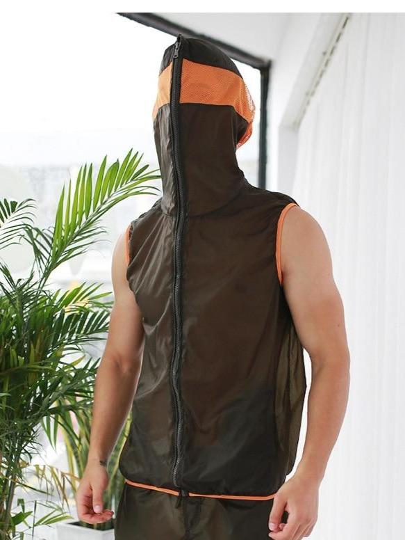 ORVLS Transparent Racing Stripe Sleeveless Hoodie + Pants | dmunderwear detail image 5