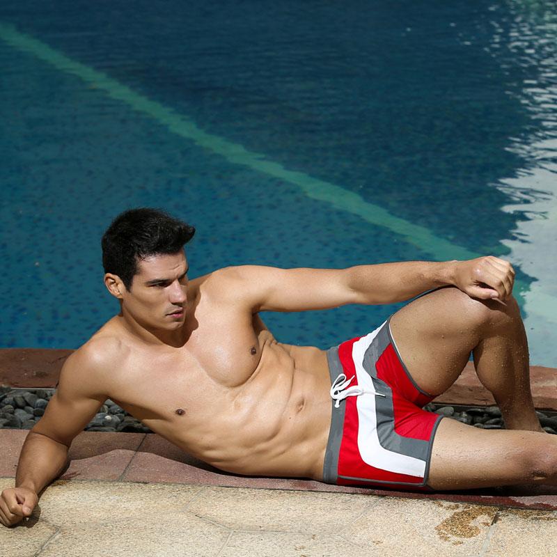 Tri-toned Bowtie Square Cut Swim Trunks | dmunderwear detail image 2