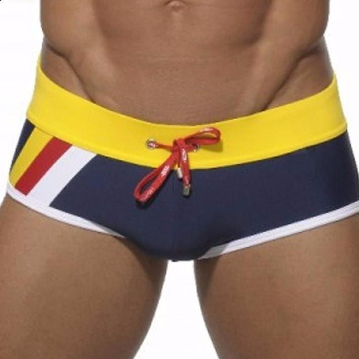 Triple Striped Square Cut Swim Trunks | dmunderwear