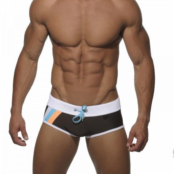 Triple Striped Square Cut Swim Trunks | dmunderwear detail image 4