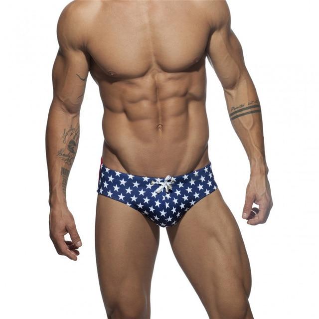 ORVLS Two Toned Bowtie Stars Swim Briefs | dmunderwear detail image 5