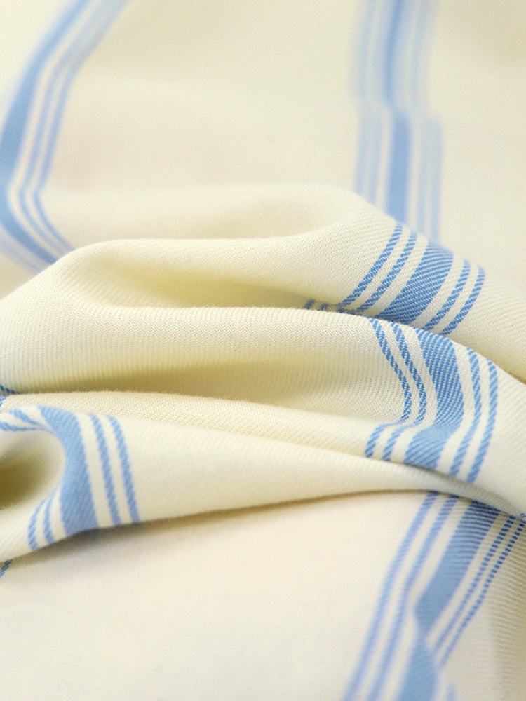 Ultra-Soft Cotton Thin Long-Sleeve Striped Lightweight Luxury Soft Pajama Sets | dmunderwear detail image 14