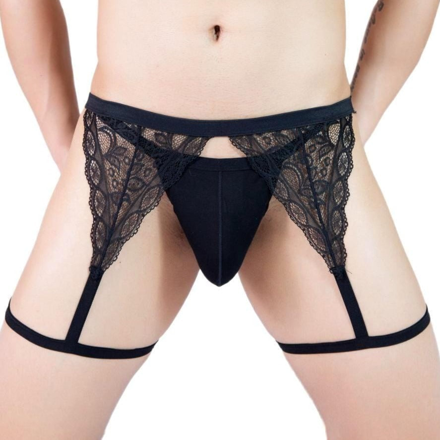 Whisper Lace Garter G-String | dmunderwear