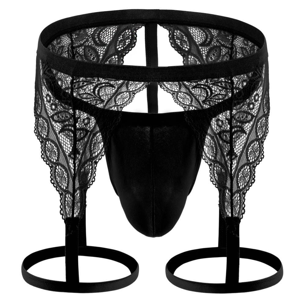 Whisper Lace Garter G-String | dmunderwear detail image 3