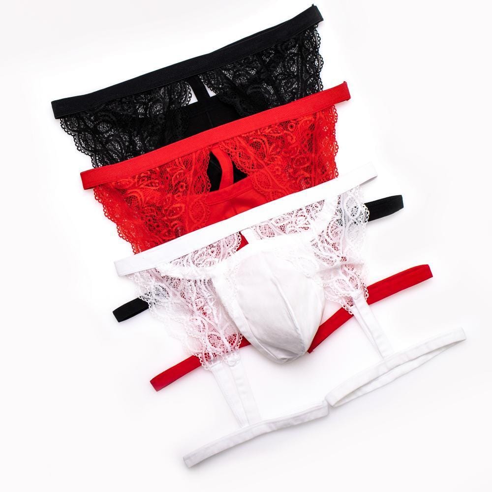 Whisper Lace Garter G-String | dmunderwear detail image 7