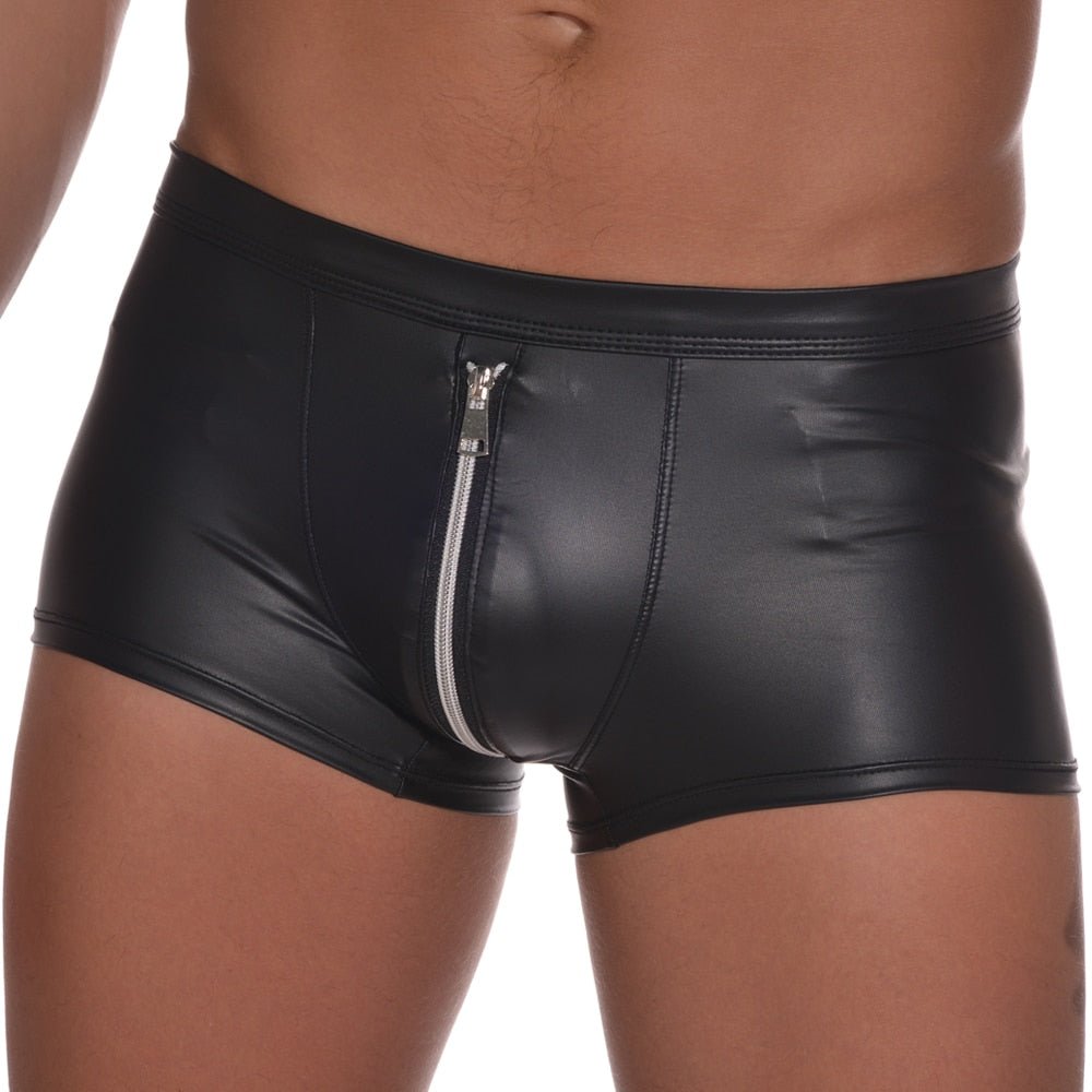 Zip Under Faux Leather Boxer Briefs | dmunderwear detail image 2