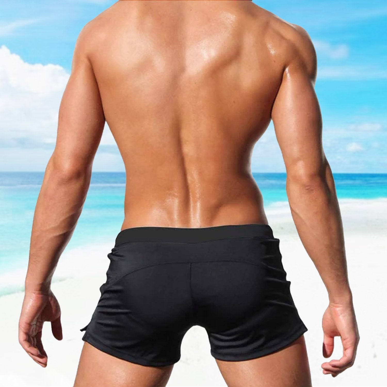 ORVLS Zipper Pocketed Swim Trunks | dmunderwear detail image 3